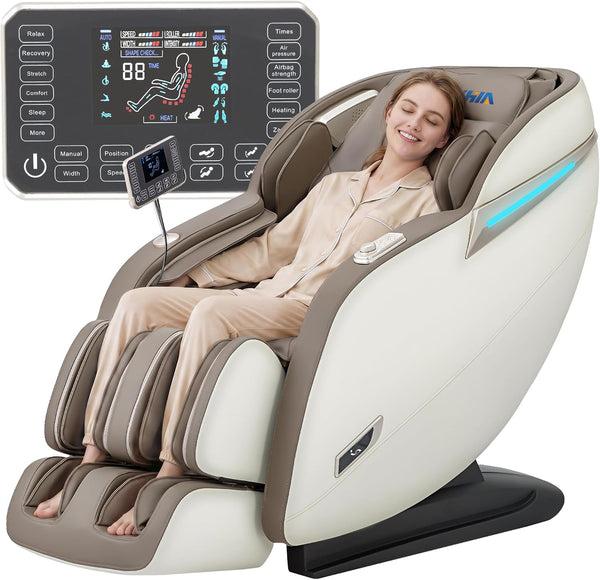 MD906 Full Body Massage Chair, 165°Zero Gravity, 55" SL Track, Beige