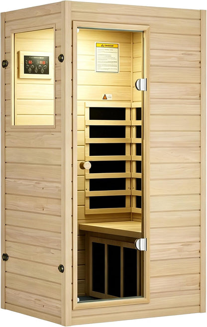 1 Person Sauna, Low EMF Far Infrared Indoor Dry Sauna Room, 905W
