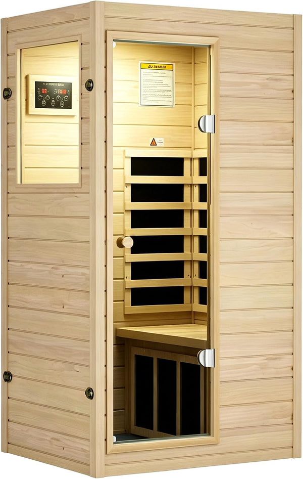 1 Person Sauna, Low EMF Far Infrared Indoor Dry Sauna Room, 905W