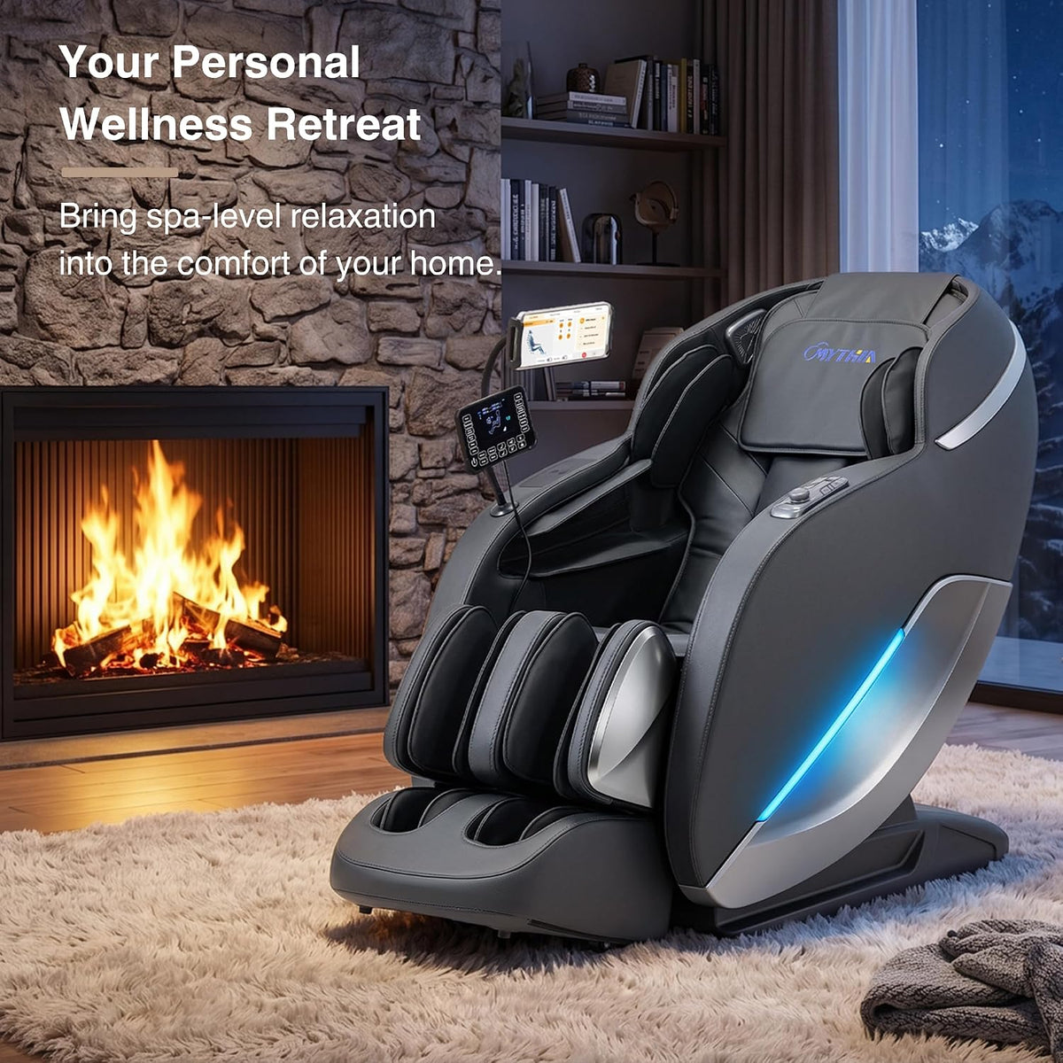 A303C 4D Massage Chair Full Body, Zero Gravity, 55" SL Track, Black