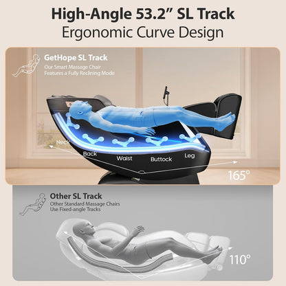 4D Massage Chairs Full Body-53.2" Ultra Long SL Track,32 Airbags