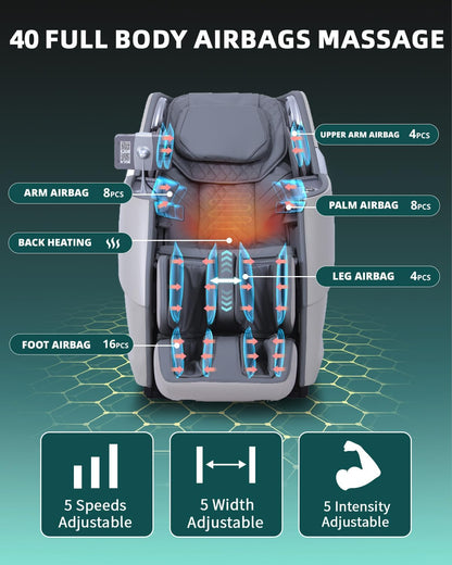 Massage Chair 4D Full Body Zero Gravity 55" Long Sl-Track,Grey