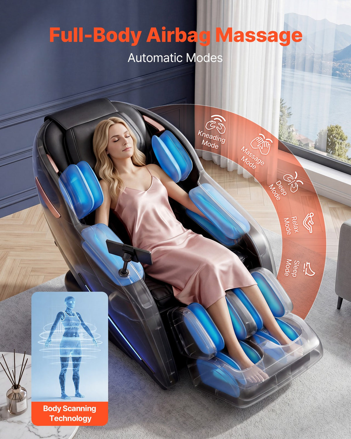 VEVOR Massage Chair 3D Zero-Gravity Full Body Massage Chair Extendable Footrest
