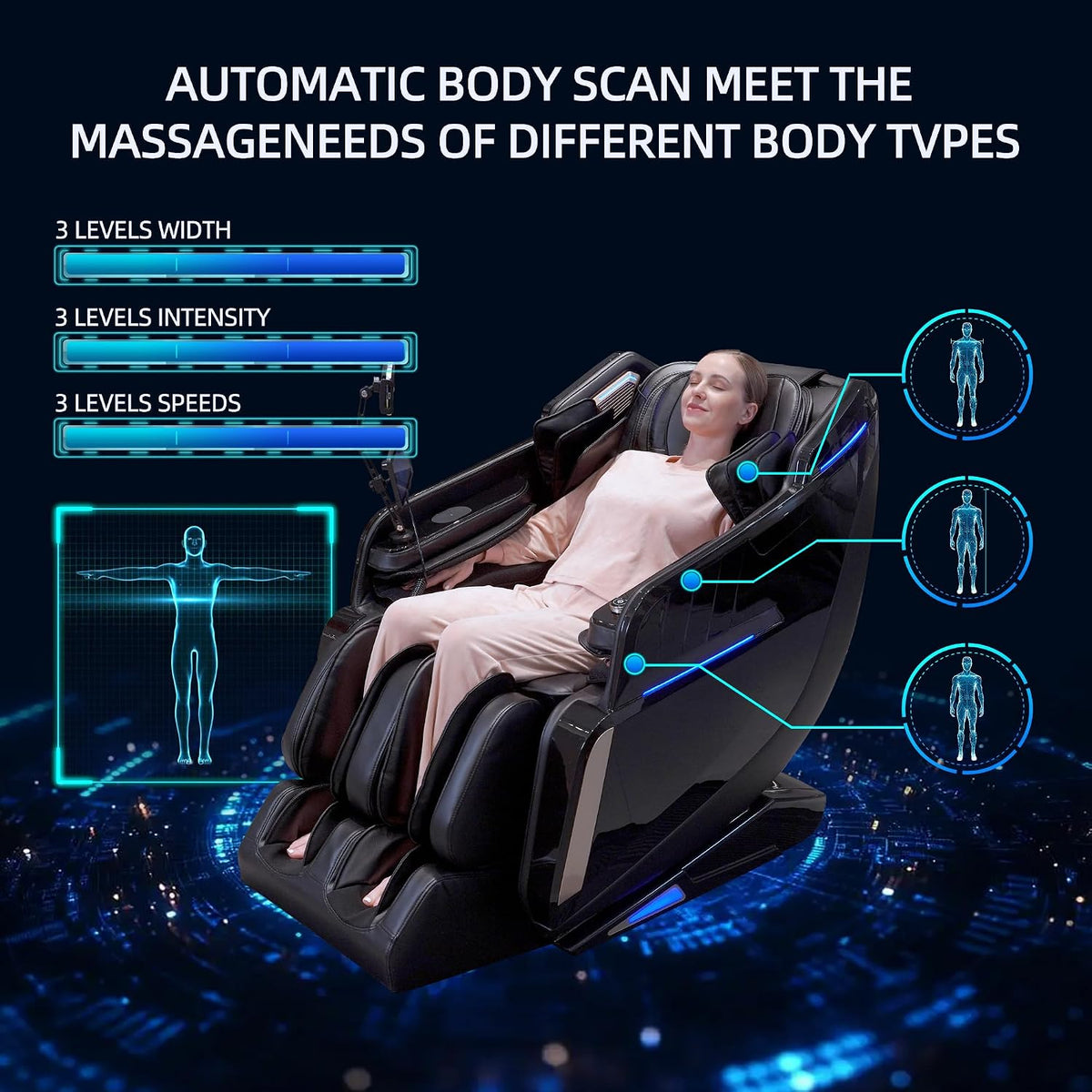 4D Massage Chair Full Body Extended Sl-Track Zero Gravity Shiatsu Recliner
