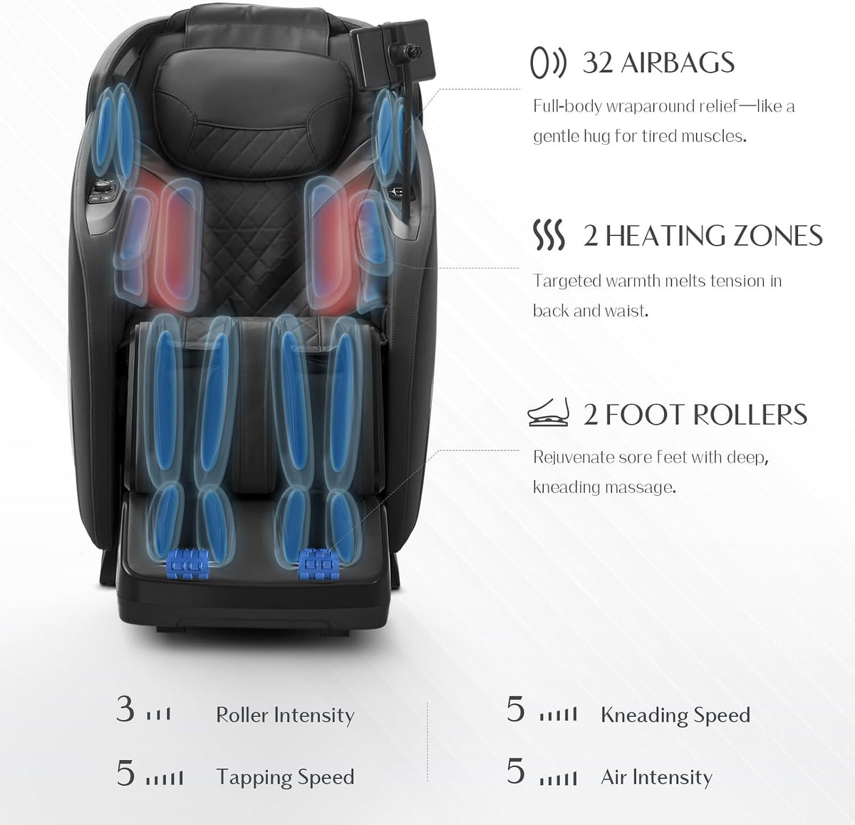 4D Full Body Massage Chair W/ Leg Kneading, Zero Gravity & 53 in SL Track