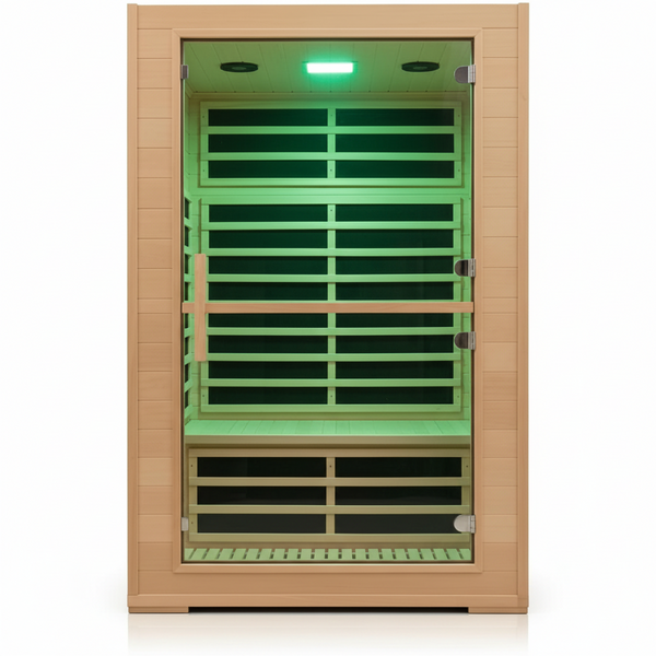 2-Person Far Infrared Sauna with Smart App Control, 8 Low-EMF Carbon Mica Heaters, Canadian Hemlock, 2000W