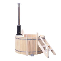 ALEKO Wood-Fired 4–5 Person Hot Tub and Ice Bath with Internal Stove – 422 Gallon Pine Barrel, No Electricity Required (PIWSHTUB-AP)