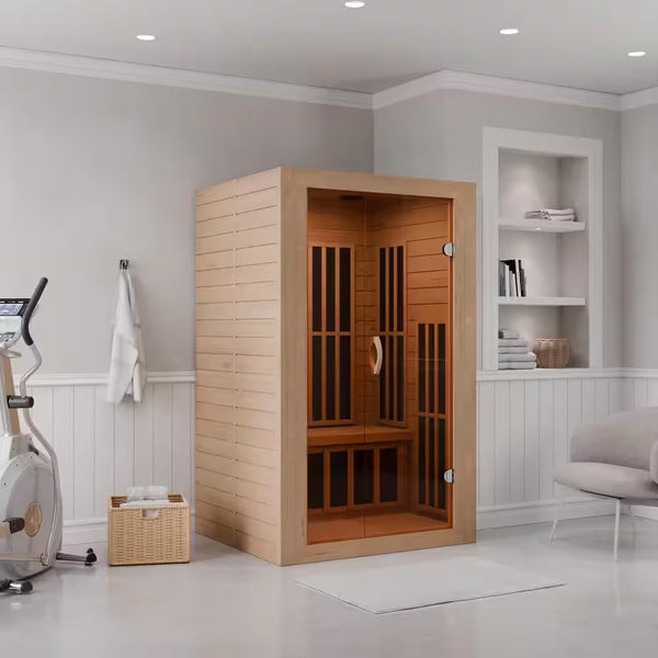 2-Person Indoor Hemlock Infrared Sauna Room with Bluetooth Digital Control Panel