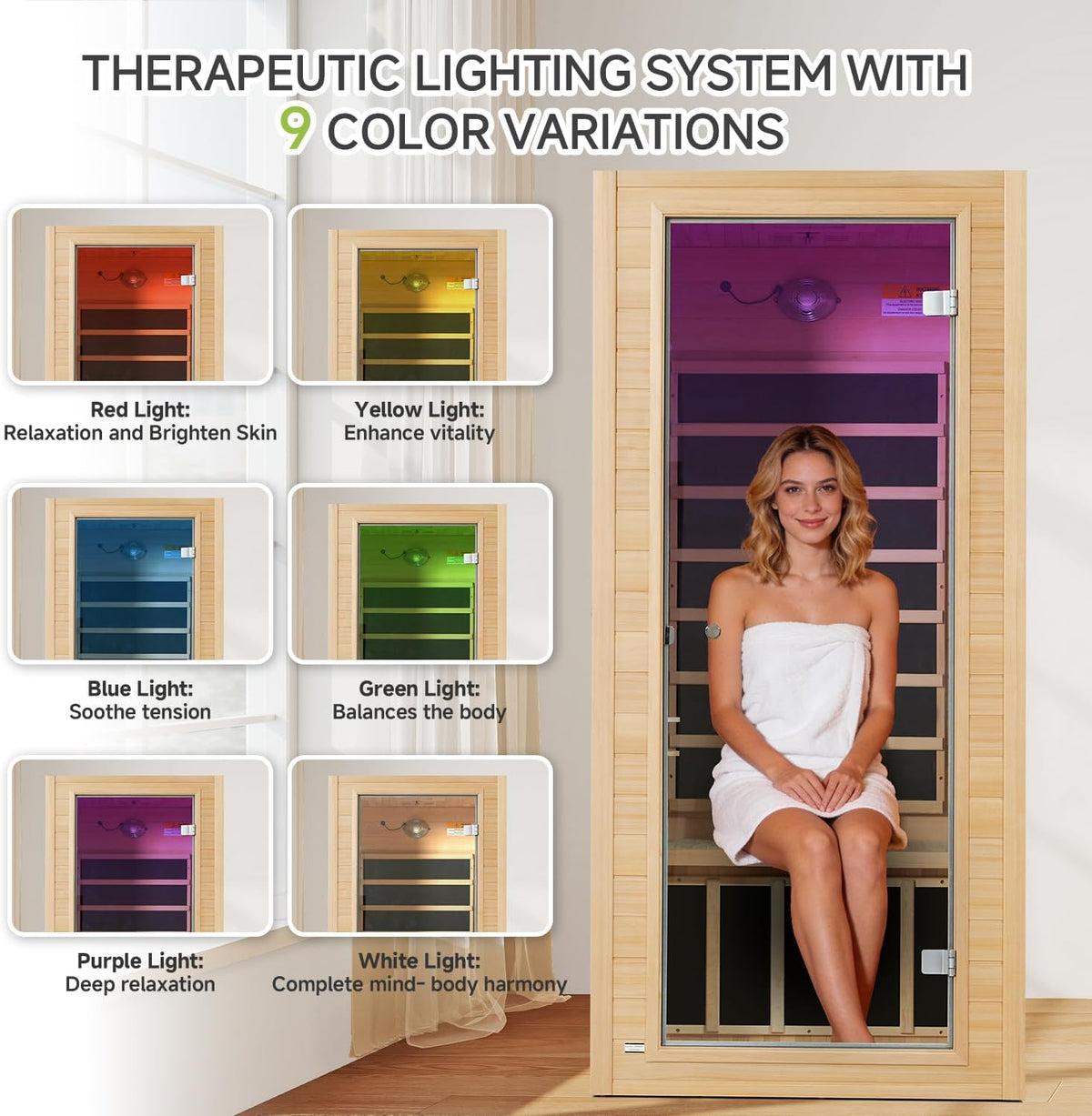Sauna 1 Person Low EMF FAR Infrared Sauna with Red Light Therapy