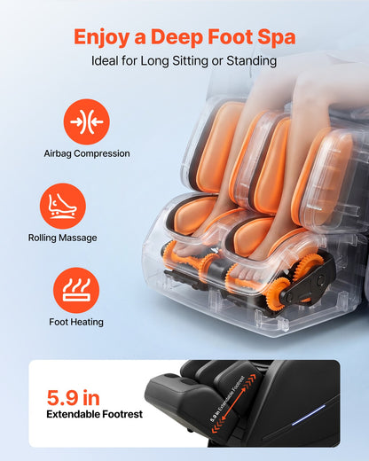 VEVOR Massage Chair 3D Zero-Gravity Full Body Massage Chair Extendable Footrest