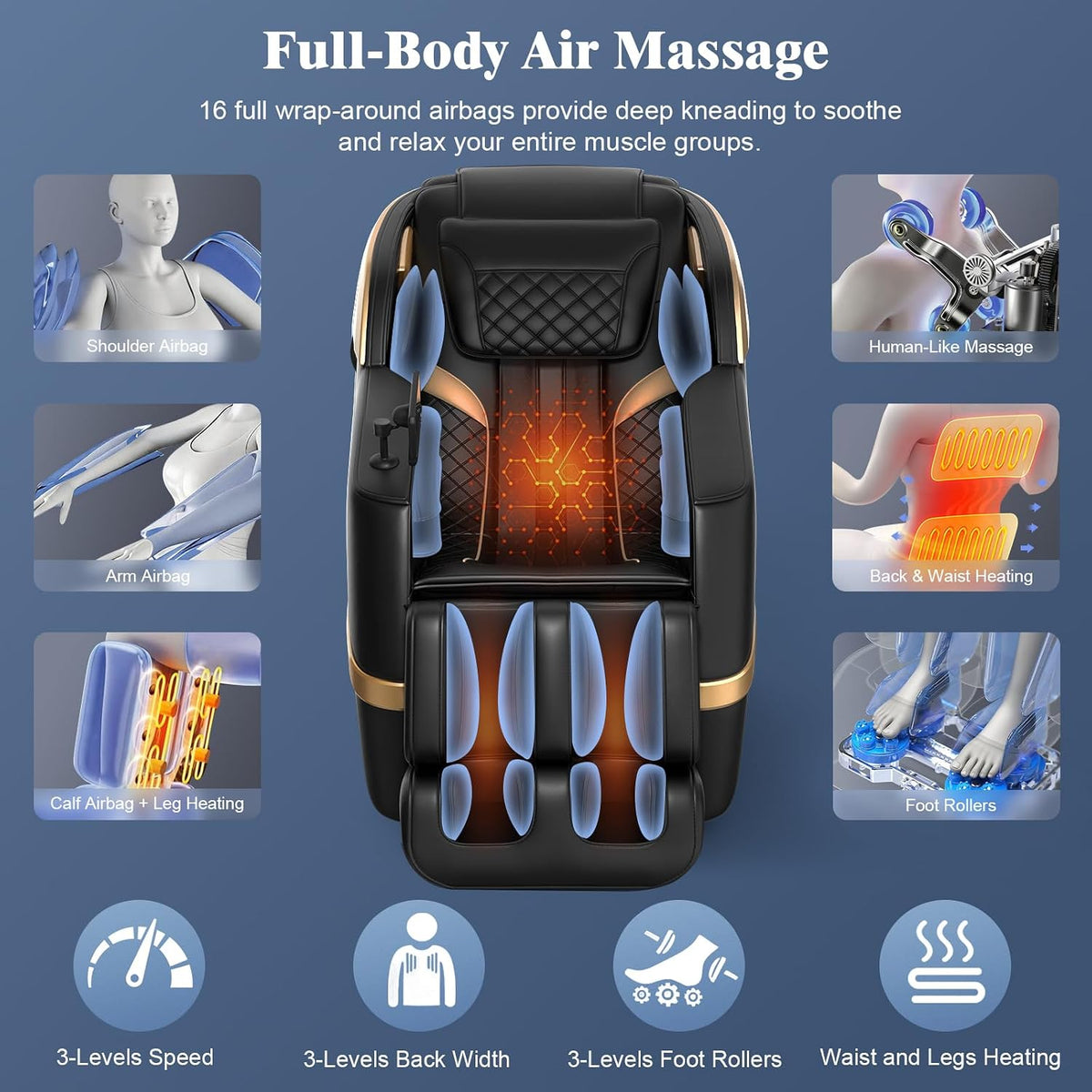 4D Massage Chair Full Body Zero Gravity Recliner Sl-Track Body Scan