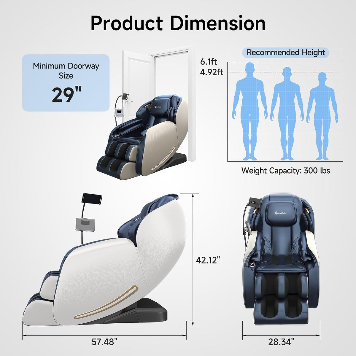 Massage Chair Full Body with Unique Phone Controller,Heart and Blood Measurement, Zero Gravity 3D Sl-Track Recliner with APP Control, Child Lock,Pause Button, Back Pad, Favor-06, Blue