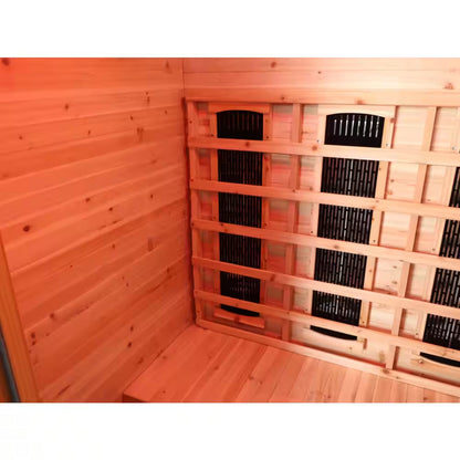 Burlington 2-Person Outdoor Infared Sauna in Hemlock with Weatherproof Cabin, Metal Roof and Bluetooth Sound System