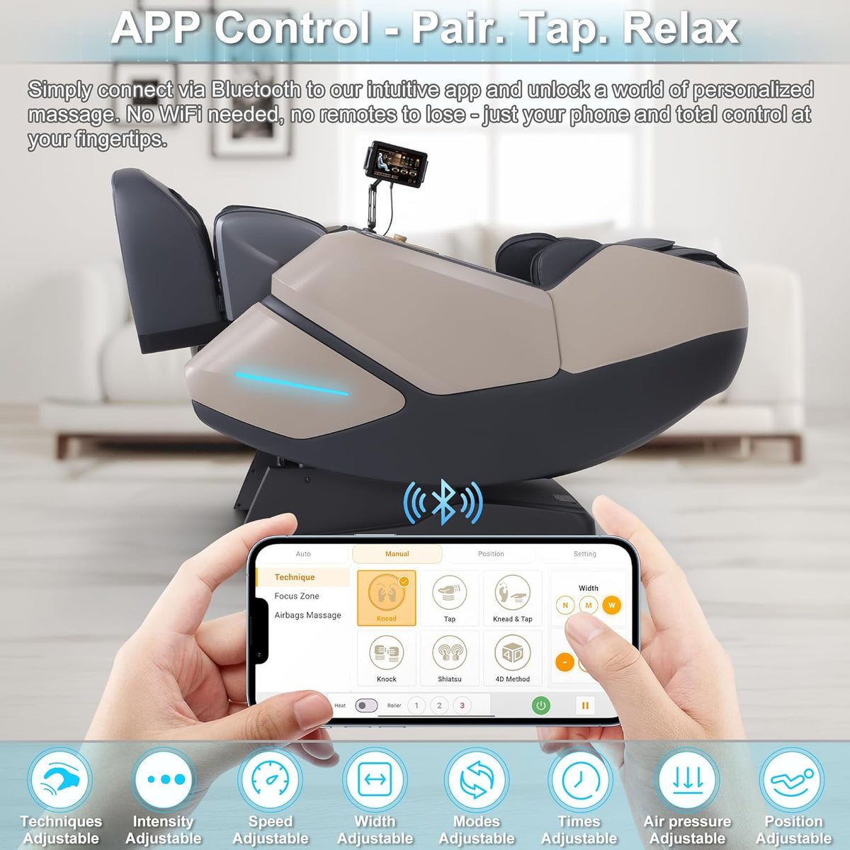 2026 4D Massage Chair, Full Body Recliner with OTA Cloud Tech, Deep Yoga Stretch, 27 Auto Modes, 55" SL Track, APP & AI Voice Control, Auto Footrest, Zero Gravity, and Heating for Relaxation