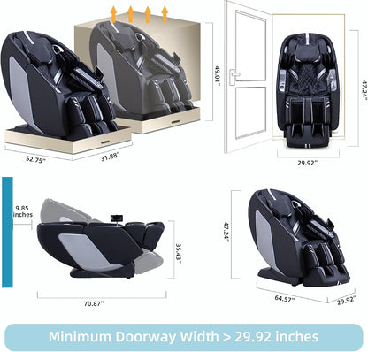 MT398 4D Full Body Massage Chair, 55"SL Track, Zero Gravity, Black