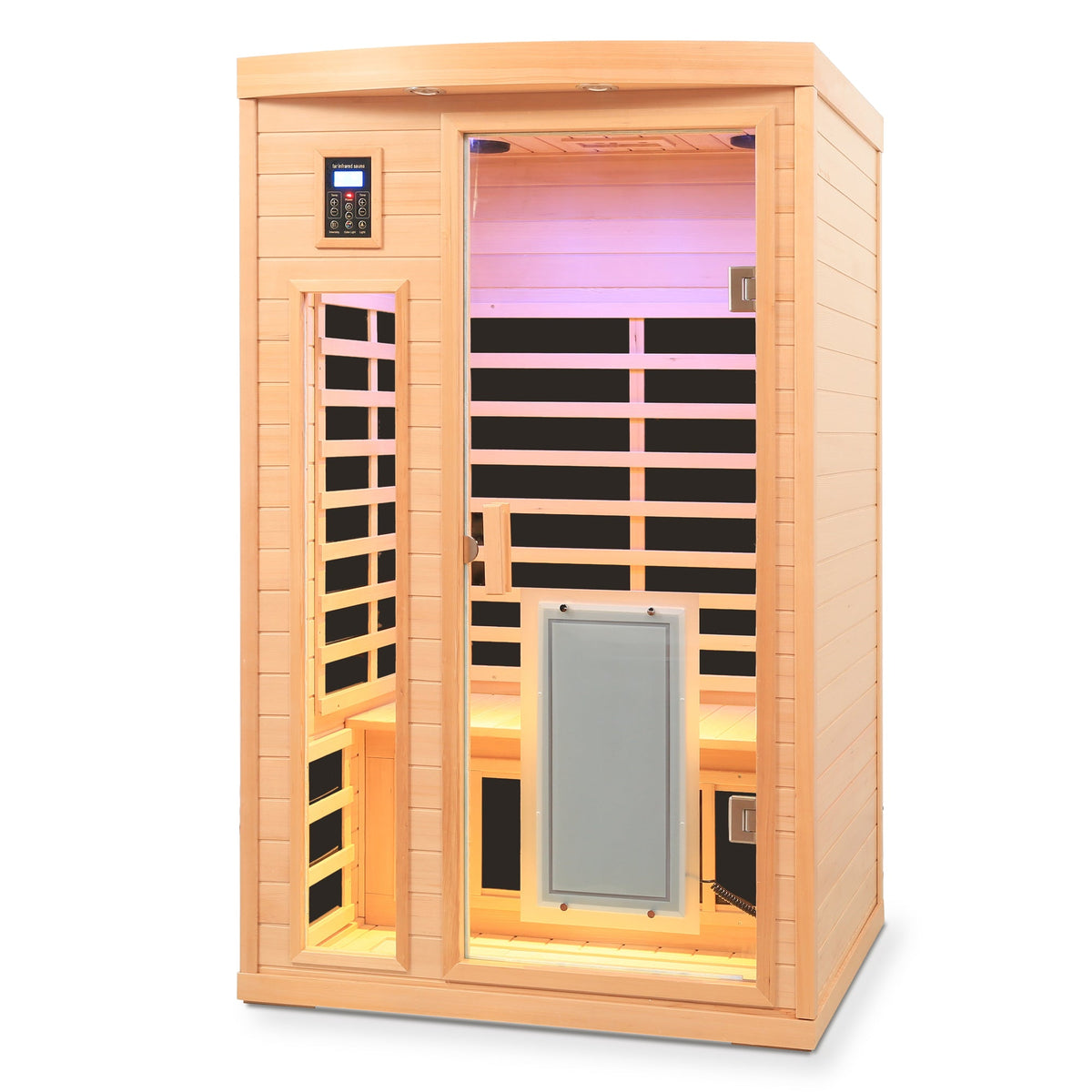 Home Furnishers 2-Person Far Infrared Indoor Sauna with 8 Heating Panels, Hemlock Wood