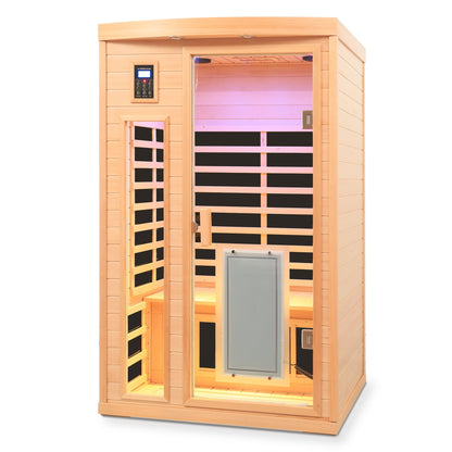 Home Furnishers 2-Person Far Infrared Indoor Sauna with 8 Heating Panels, Hemlock Wood