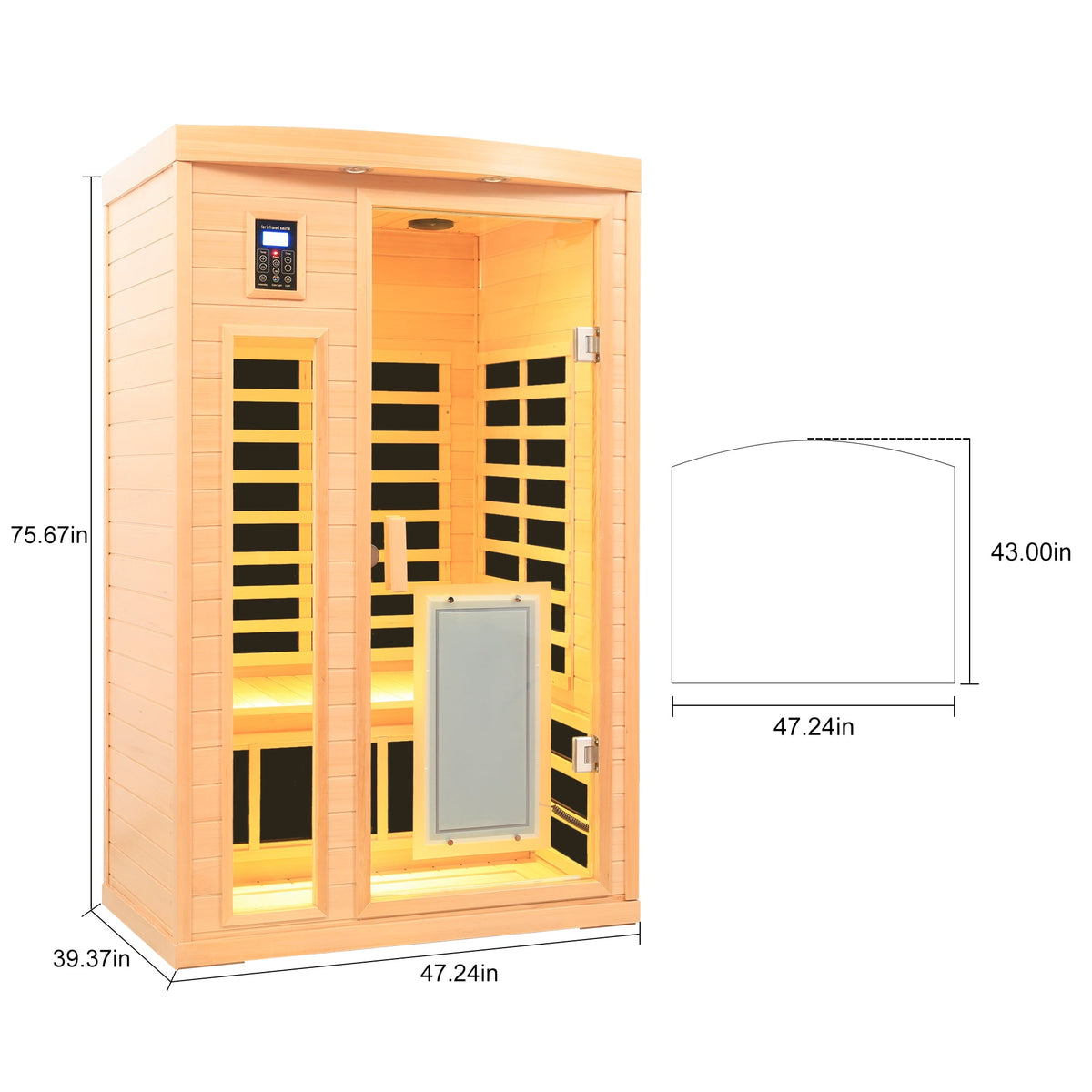 Home Furnishers 2-Person Far Infrared Indoor Sauna with 8 Heating Panels, Hemlock Wood