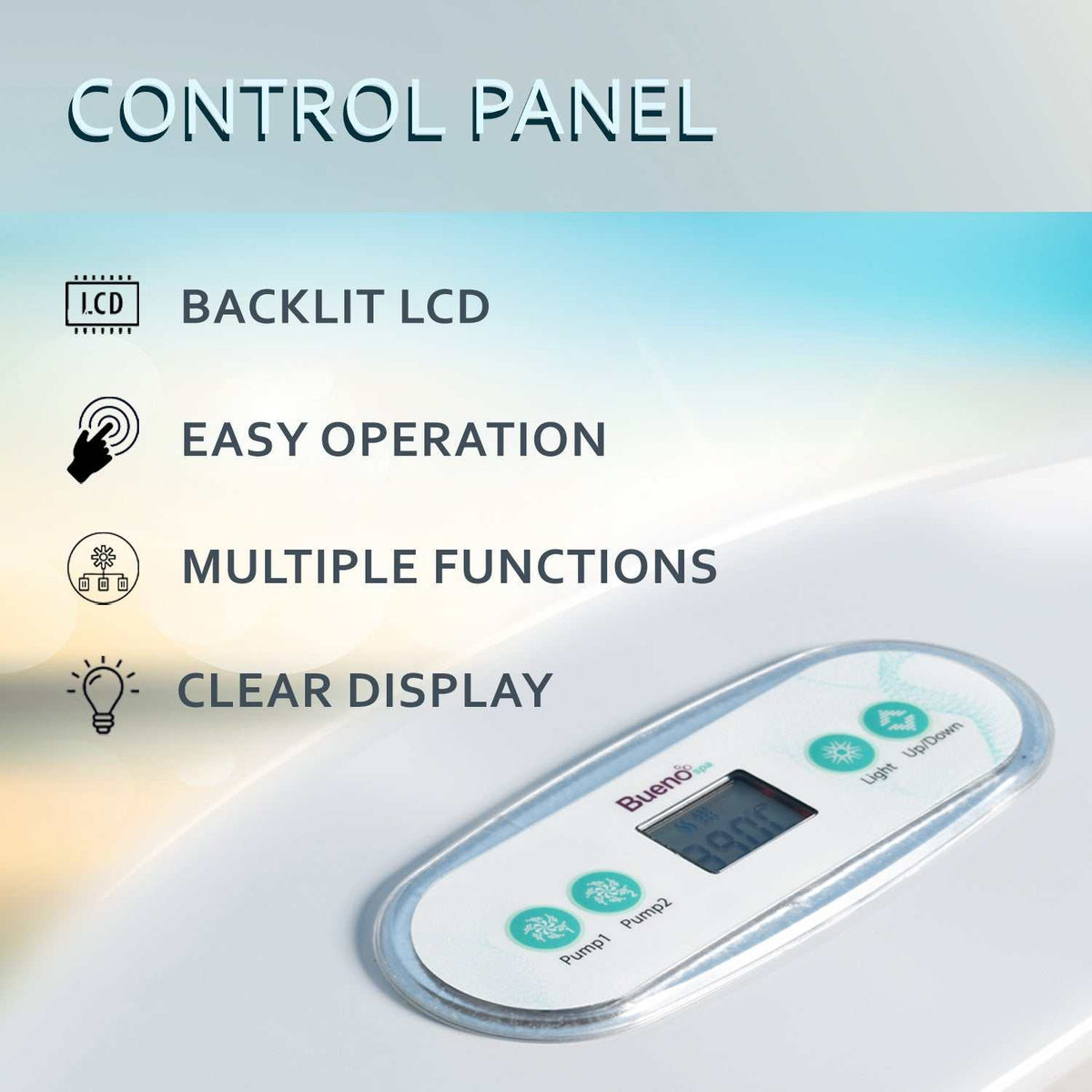 Buenospa Hollywood Spa 5-Person Hot Tub – 51 Jets, Gecko Colour Touchscreen, Built-In Audio and Lighting Waterfall (WM00840)