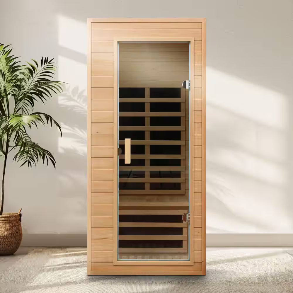 Moray 1-Person Indoor Hemlock Infrared Sauna with 5 Far-Infrared Carbon Crystal Heaters