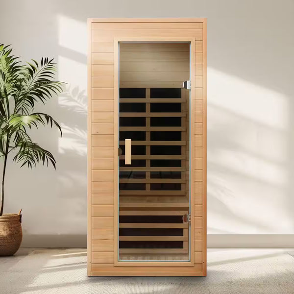 Moray 1-Person Indoor Hemlock Infrared Sauna with 5 Far-Infrared Carbon Crystal Heaters