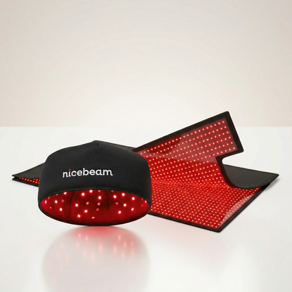 Nicebeam Full Body Red Light Therapy Bundle, 660 nm and 850 nm LED Mat or Bag Paired with Hat, Sleep Recovery Lamp, or Face Mask, Two Mat Sizes