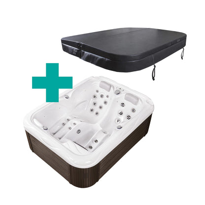 Buenospa Atlanta Hot Tub – 3-Seat Spa with Two Reclining Lounges, 37 Jets, 29.5 in. Height for Doorway Access (WM00760)