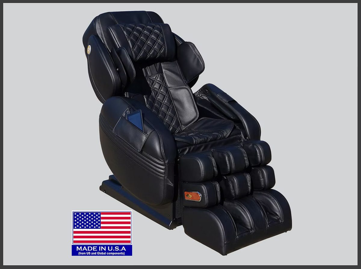Luraco Model 3 Hybrid SL Massage Chair, Made in USA, with 3D Rollers, Split L-Track, 100 Air Cells, Full-Body Stretch, and Full Leather