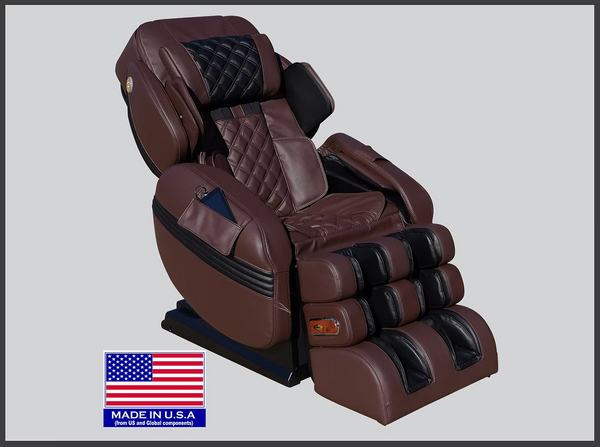 Luraco Model 3 Hybrid SL Massage Chair, Made in USA, with 3D Rollers, Split L-Track, 100 Air Cells, Full-Body Stretch, and Full Leather