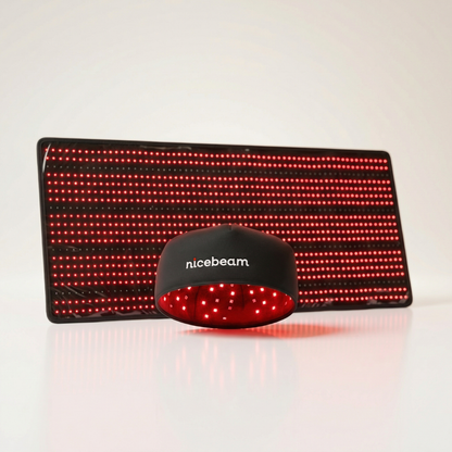 Nicebeam Full Body Red Light Therapy Bundle, 660 nm and 850 nm LED Mat or Bag Paired with Hat, Sleep Recovery Lamp, or Face Mask, Two Mat Sizes