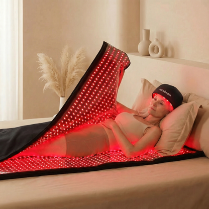 Nicebeam Full Body Red Light Therapy Bundle, 660 nm and 850 nm LED Mat or Bag Paired with Hat, Sleep Recovery Lamp, or Face Mask, Two Mat Sizes
