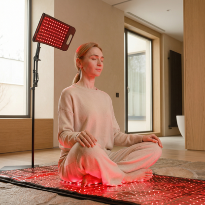 Nicebeam Full Body Red Light Therapy Bundle, 660 nm and 850 nm LED Mat or Bag Paired with Hat, Sleep Recovery Lamp, or Face Mask, Two Mat Sizes