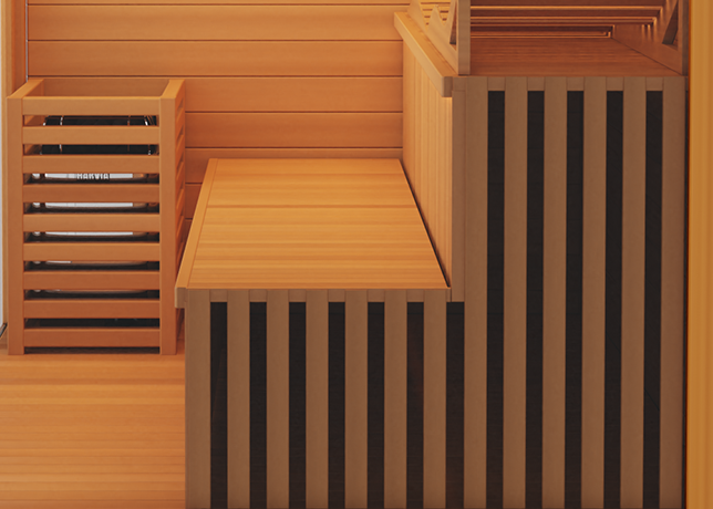 Medical Sauna Traditional 7 3-Person Indoor Steam Sauna, Canadian Hemlock with Two-Wall Glass Design, 4.5 kW Heater and LED Touch Controls