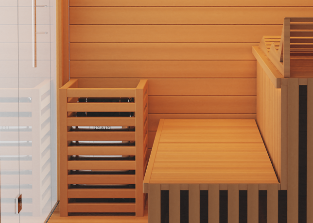 Medical Sauna Traditional 7 3-Person Indoor Steam Sauna, Canadian Hemlock with Two-Wall Glass Design, 4.5 kW Heater and LED Touch Controls