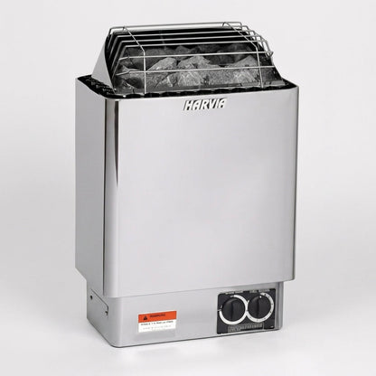 Harvia KIP60B JH60B2401 KIP Series 6kW Stainless Steel Sauna Heater at 240V 1PH with Built-In Time and Temperature Controls Stainless Steel