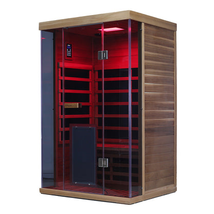 Wizzisauna SR02 2-Person Red Cedar Far Infrared Sauna with 6 Carbon Heaters