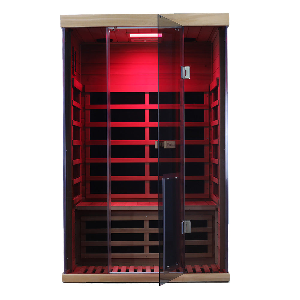 Wizzisauna SR02 2-Person Red Cedar Far Infrared Sauna with 6 Carbon Heaters