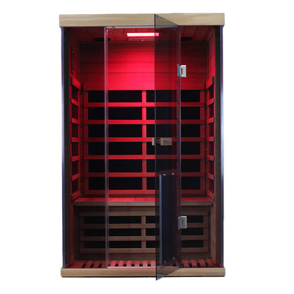 Wizzisauna SR02 2-Person Red Cedar Far Infrared Sauna with 6 Carbon Heaters