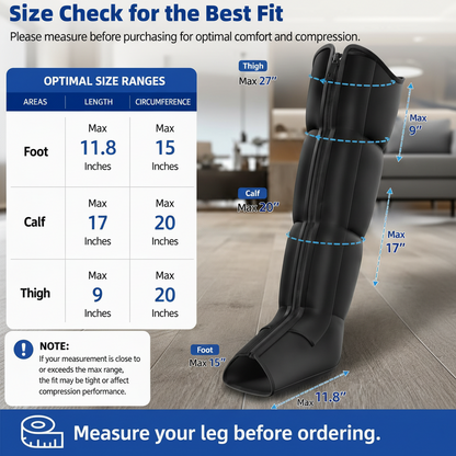 Leg Compression Massager, Full-Leg Compression Boots, Black Medium | 8 Intensity & 6 Modes for Circulation & Muscle Relief, Fast Recovery for Athletes, FSA-HSA Eligible, Gifts for Men & Women