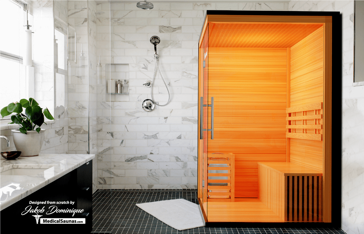 Medical Sauna Traditional 7 3-Person Indoor Steam Sauna, Canadian Hemlock with Two-Wall Glass Design, 4.5 kW Heater and LED Touch Controls