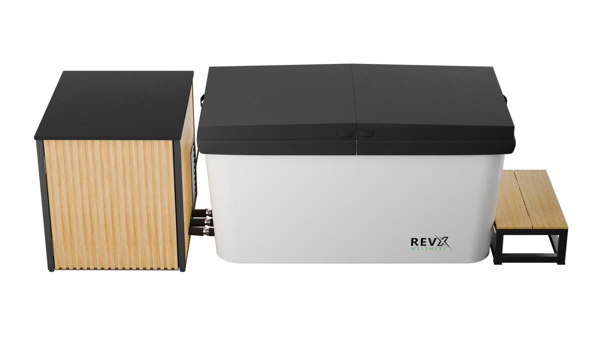 RevX X Tub Acrylic Cold Plunge with LUX 1.5 HP Chiller and Filtration System – 34 in Deep, 34–104°F, UV + Ozone