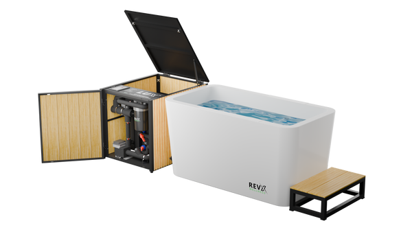 RevX X Tub Acrylic Cold Plunge with LUX 1.5 HP Chiller and Filtration System – 34 in Deep, 34–104°F, UV + Ozone