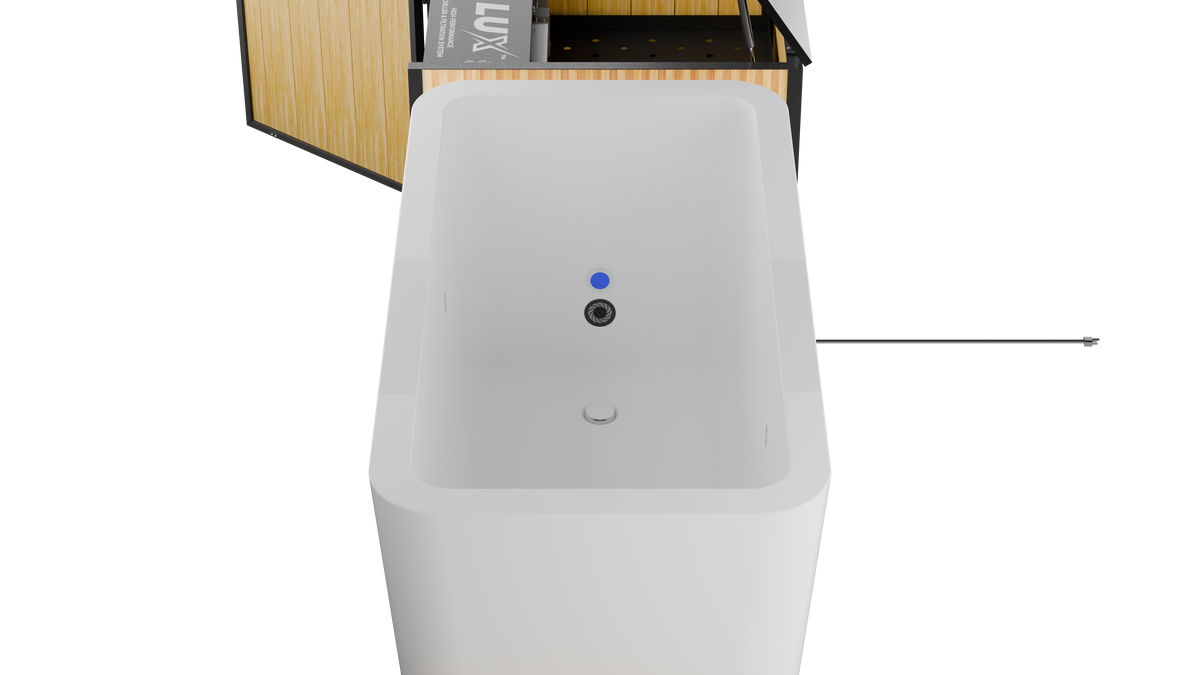 RevX X Tub Acrylic Cold Plunge with LUX 1.5 HP Chiller and Filtration System – 34 in Deep, 34–104°F, UV + Ozone