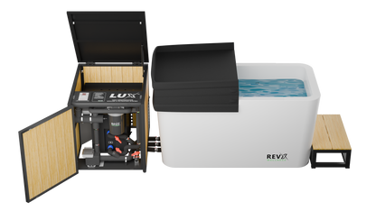 RevX X Tub Acrylic Cold Plunge with LUX 1.5 HP Chiller and Filtration System – 34 in Deep, 34–104°F, UV + Ozone