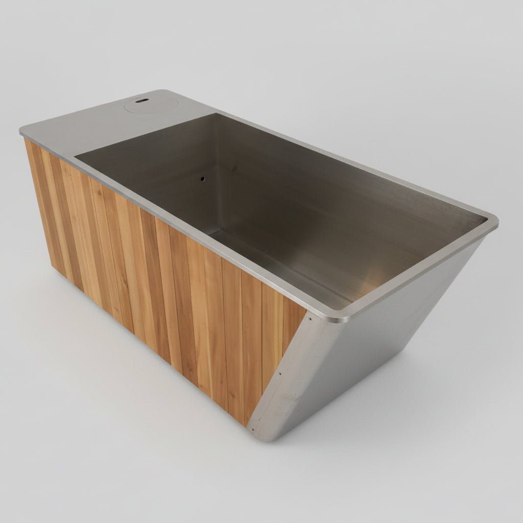 Gurgle Wood & 304 Stainless Steel Cold and Hot Plunge Pool with Integrated 1 HP Chiller/Heater – 75 in, 240 V